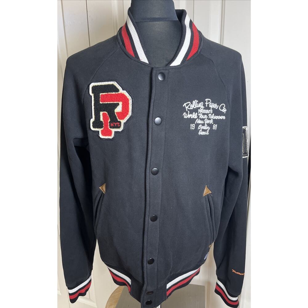 Rolling Paper‎ Co Bomber Jacket Mens L World Tour Varsity 1981 Vintage Rare